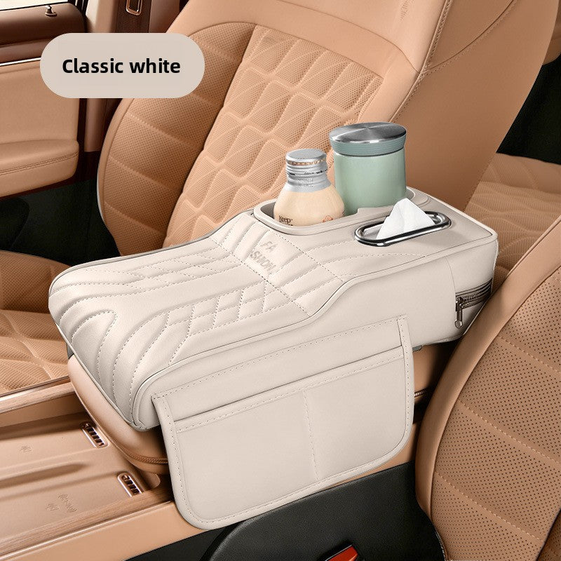 Coussin d'accoudoir de console centrale de voiture avec porte-gobelet et boîte à mouchoirs