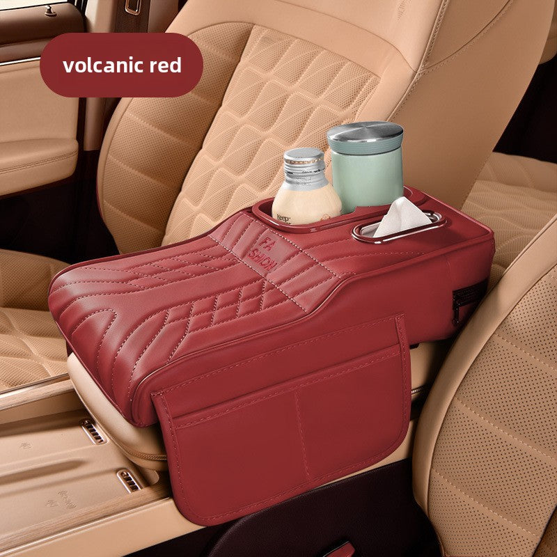 Coussin d'accoudoir de console centrale de voiture avec porte-gobelet et boîte à mouchoirs