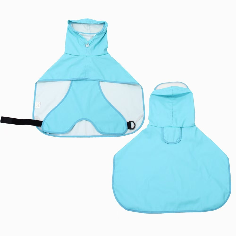 Wasserdichter PU-Hunderegenmantel mit Kapuze und Bauchschutz