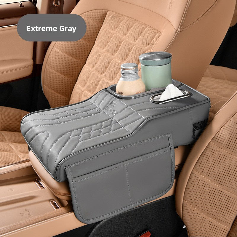 Coussin d'accoudoir de console centrale de voiture avec porte-gobelet et boîte à mouchoirs
