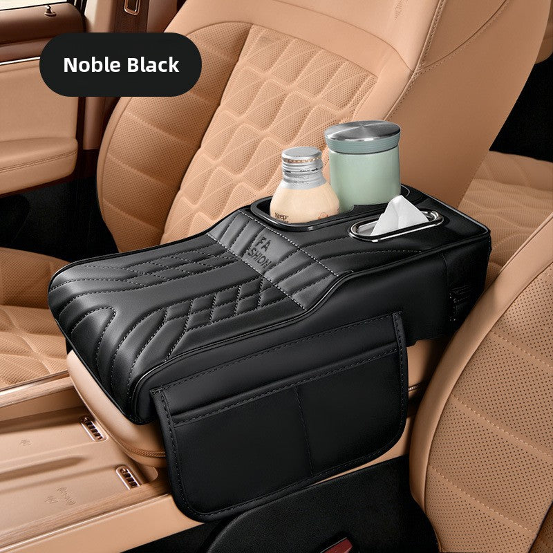 Coussin d'accoudoir de console centrale de voiture avec porte-gobelet et boîte à mouchoirs