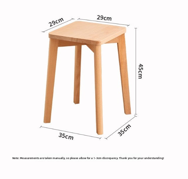 Tabouret carré en bois massif empilable, design minimaliste pour cafés et restaurants