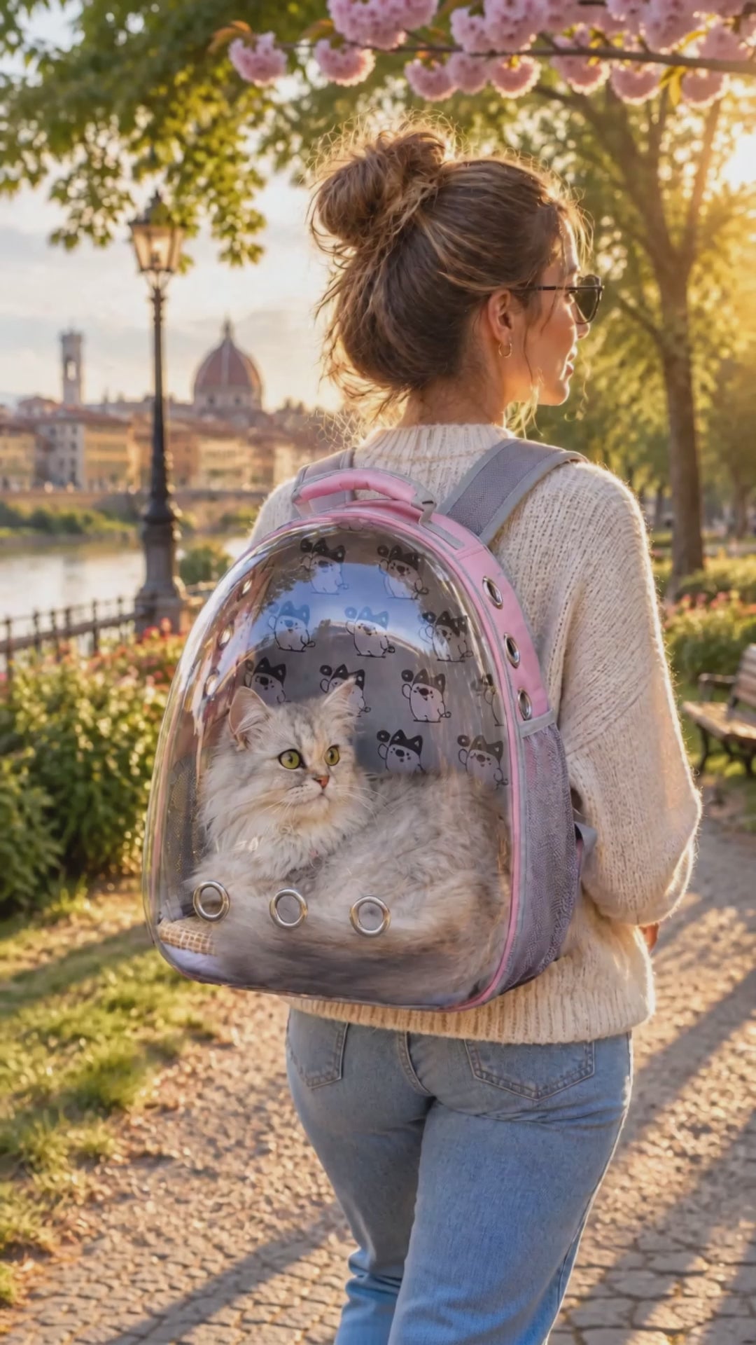 Transparenter Katzenrucksack mit Raumkapsel-Design – Atmungsaktiver Tiertransporter für Katzen und kleine Hunde